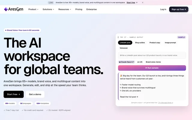 AresGen: AI content workspace built and operated by Mars AI