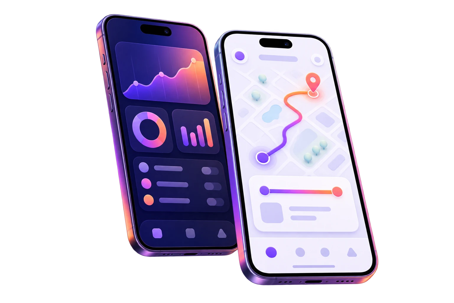 Two illustrative three-dimensional mobile product interfaces